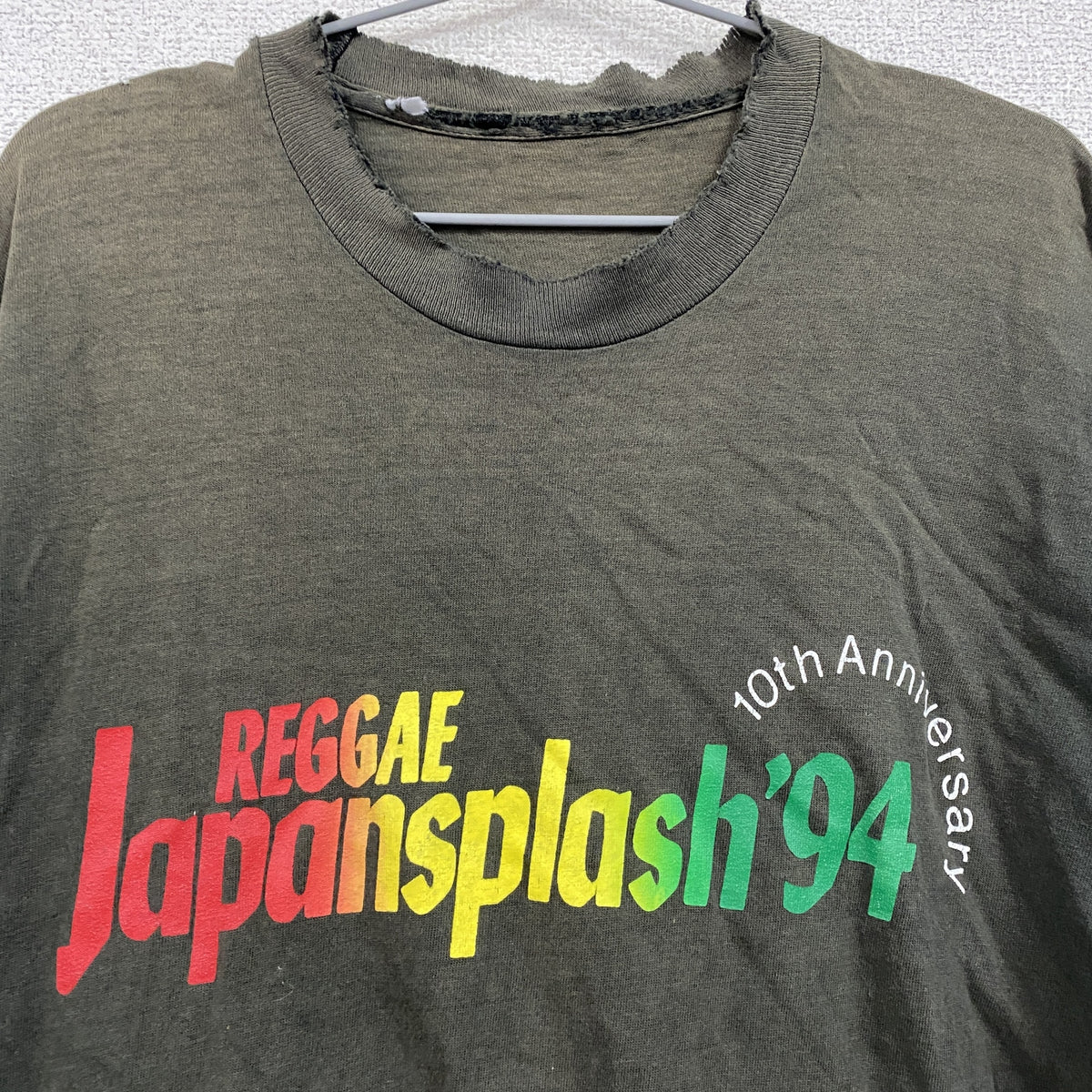 REGGAE JAPAN SPLASH’94　半袖プリントTシャツ　シングルステッチ　ヴィンテージ　フェード　黒　ブラック　古着
