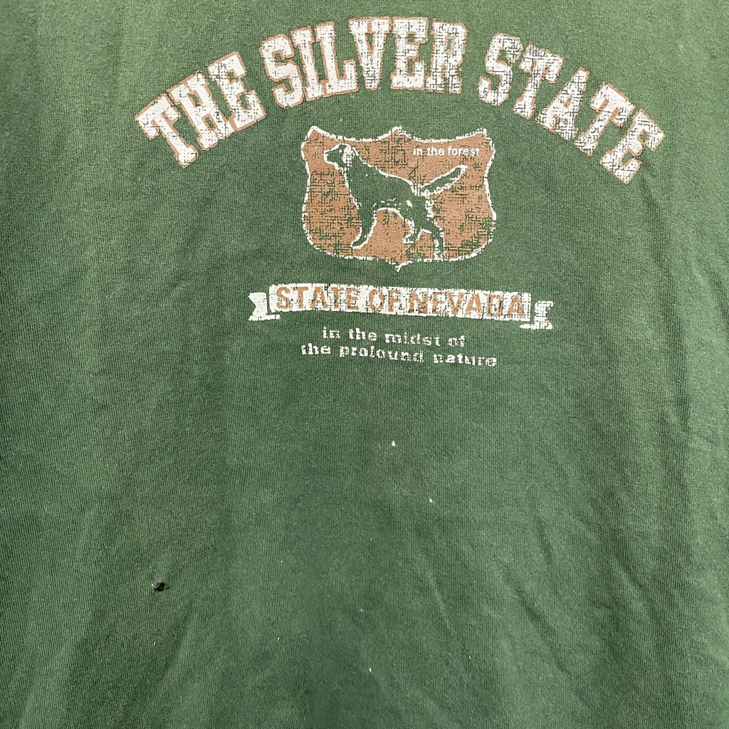 OLD UNIQLO　オールドユニクロ　長袖プリントTシャツ/ロンT　緑　グリーン　Mサイズ　古着