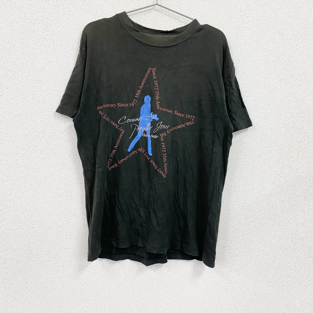 西城秀樹　半袖プリントTシャツ　フェード　黒　ブラック　古着