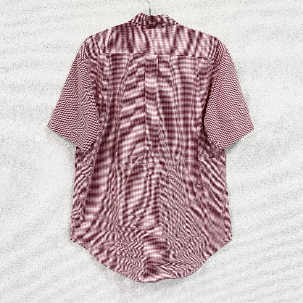 ～00s　OLD UNIQLO　オールドユニクロ　半袖ボタンダウンシャツ　ヴィンテージ　チェック柄　赤　レッド　Mサイズ　古着