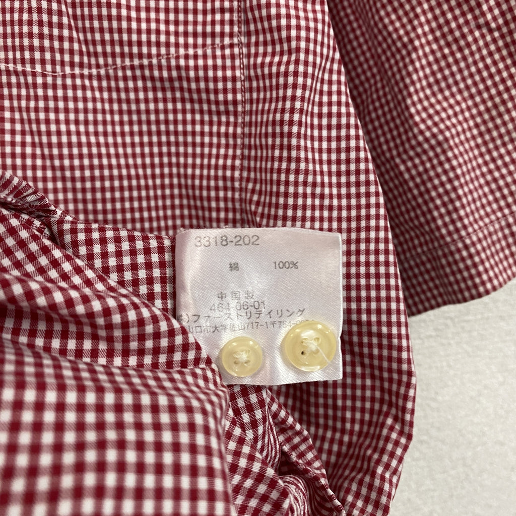 ～00s　OLD UNIQLO　オールドユニクロ　半袖ボタンダウンシャツ　ヴィンテージ　チェック柄　赤　レッド　Mサイズ　古着