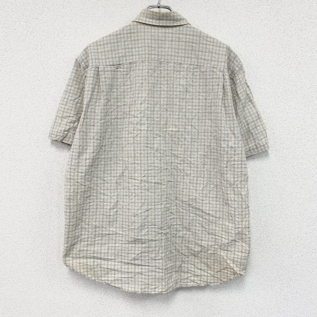OLD UNIQLO　オールドユニクロ　半袖シャツ　チェック柄　ベージュ　Lサイズ　古着