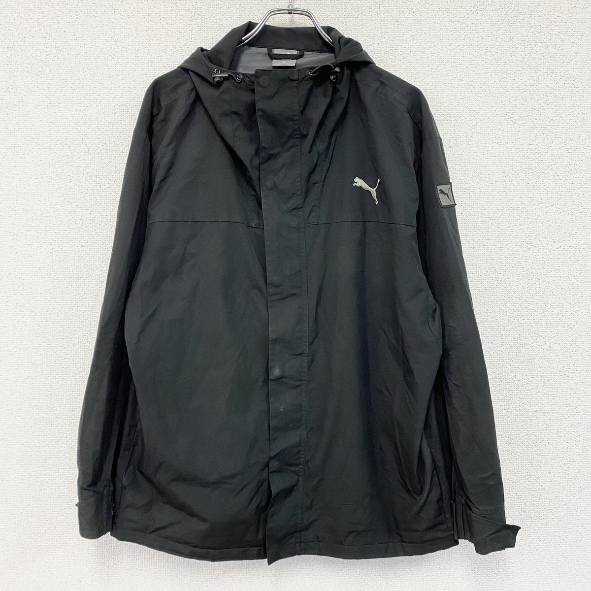 PUMA　プーマ　フルジップジャケット/ウィンドブレーカー　黒　ブラック　XLサイズ　古着