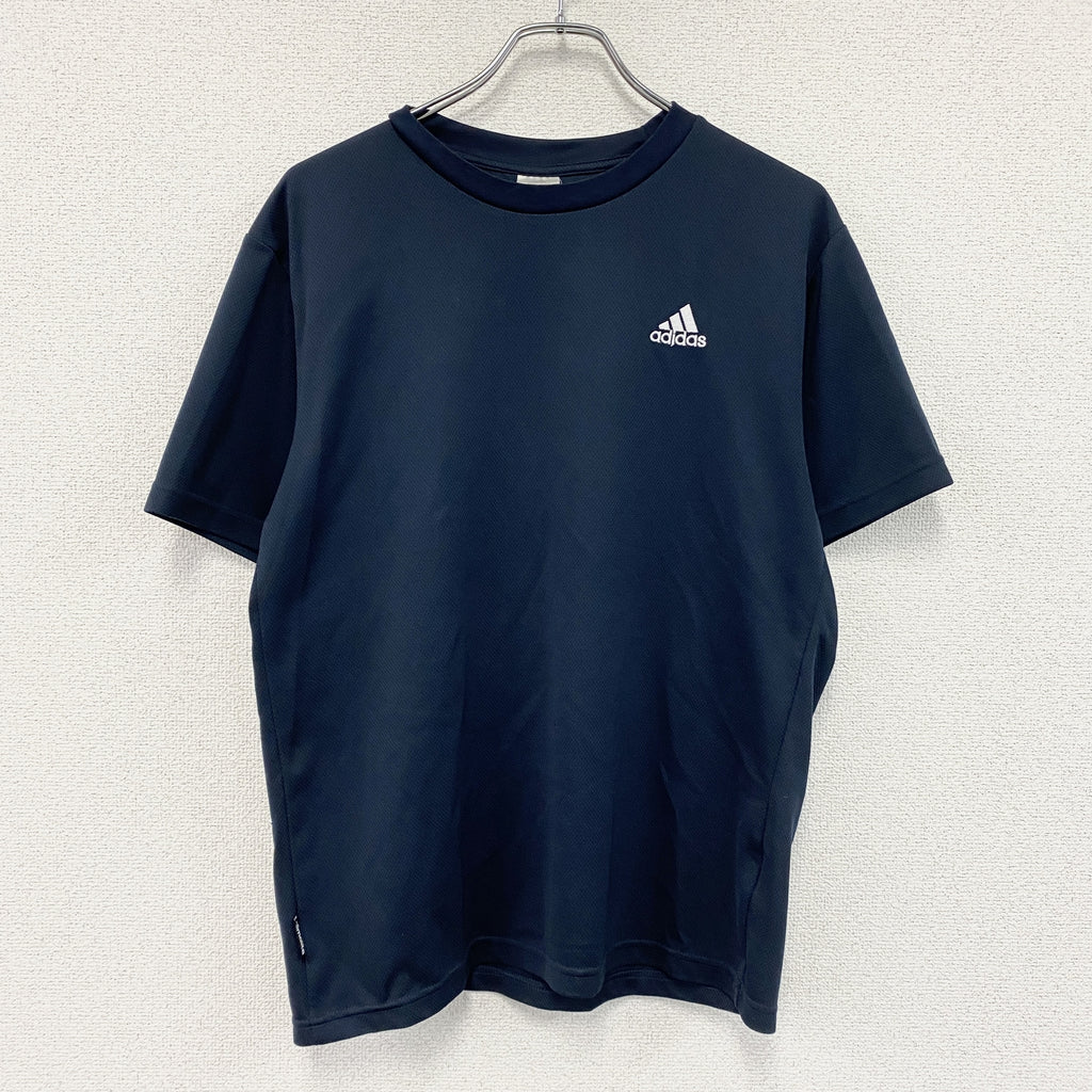 adidas　アディダス　クルーネック半袖Tシャツ　パフォーマンスロゴ　紺　ネイビード　Oサイズ　古着
