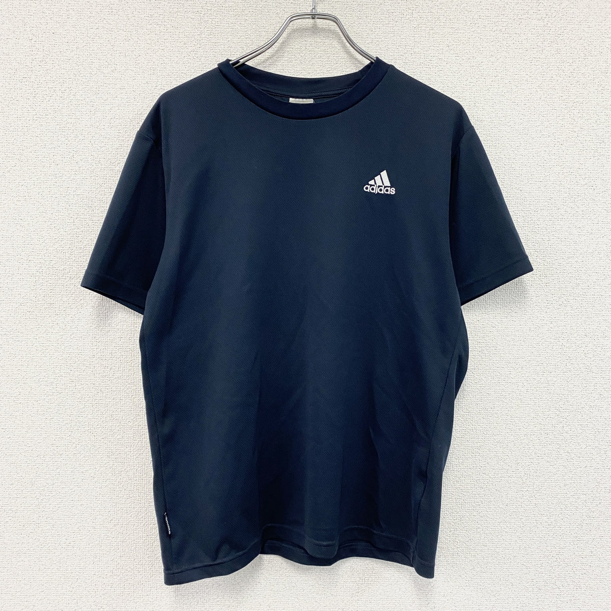adidas　アディダス　クルーネック半袖Tシャツ　パフォーマンスロゴ　紺　ネイビード　Oサイズ　古着