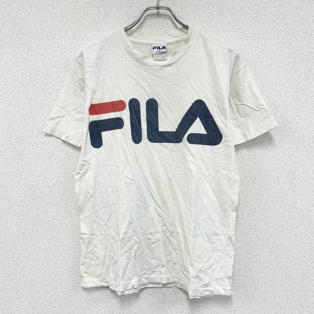 FILA　フィラ　半袖プリントTシャツ　シングルステッチ　ヴィンテージ　白　ホワイト　Sサイズ　古着