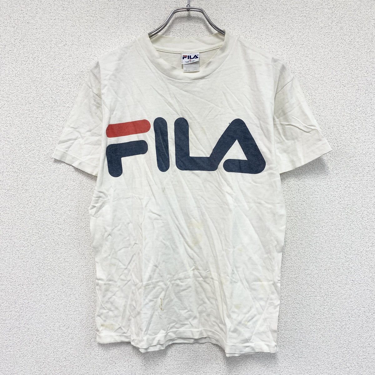 FILA　フィラ　半袖プリントTシャツ　シングルステッチ　ヴィンテージ　白　ホワイト　Sサイズ　古着