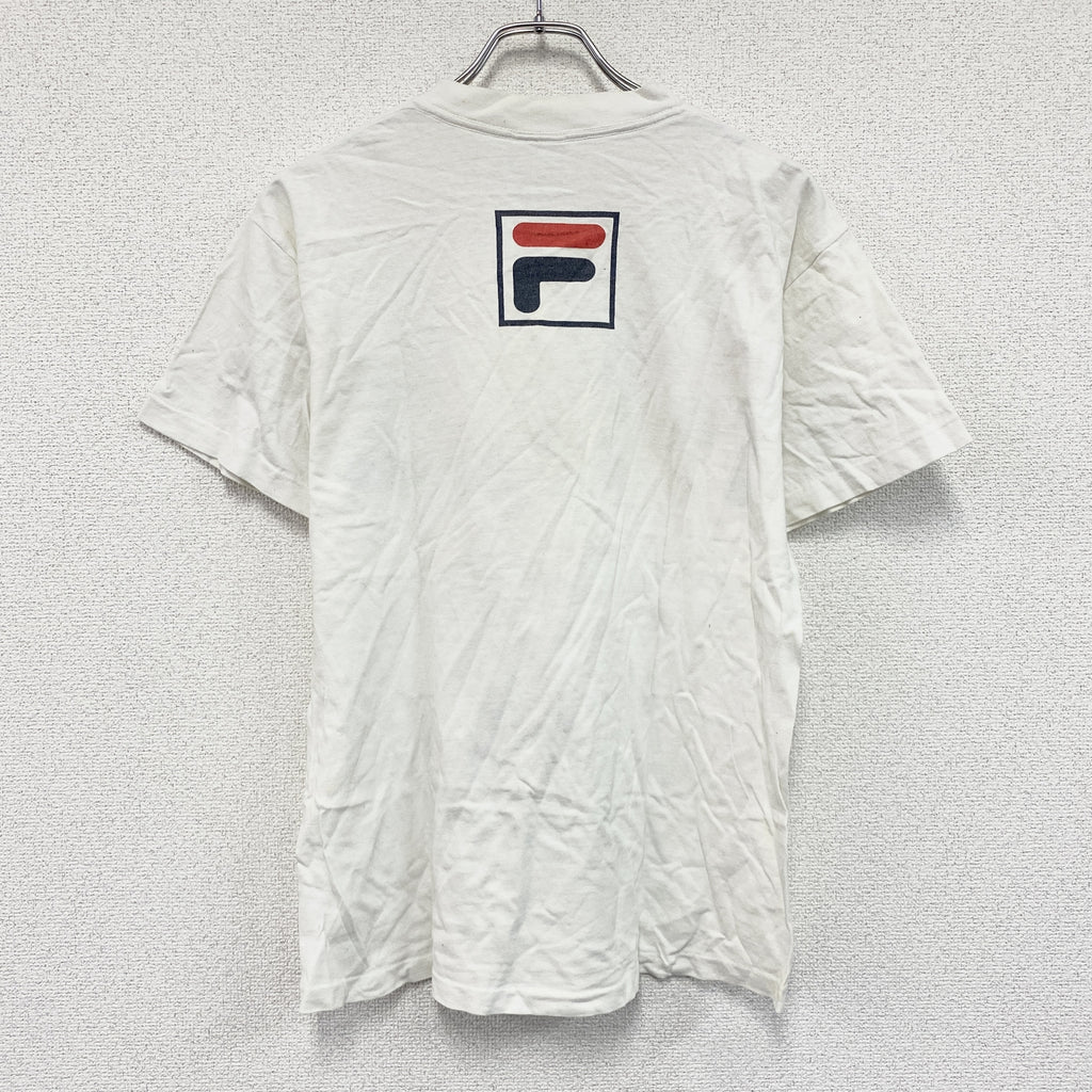 FILA　フィラ　半袖プリントTシャツ　シングルステッチ　ヴィンテージ　白　ホワイト　Sサイズ　古着