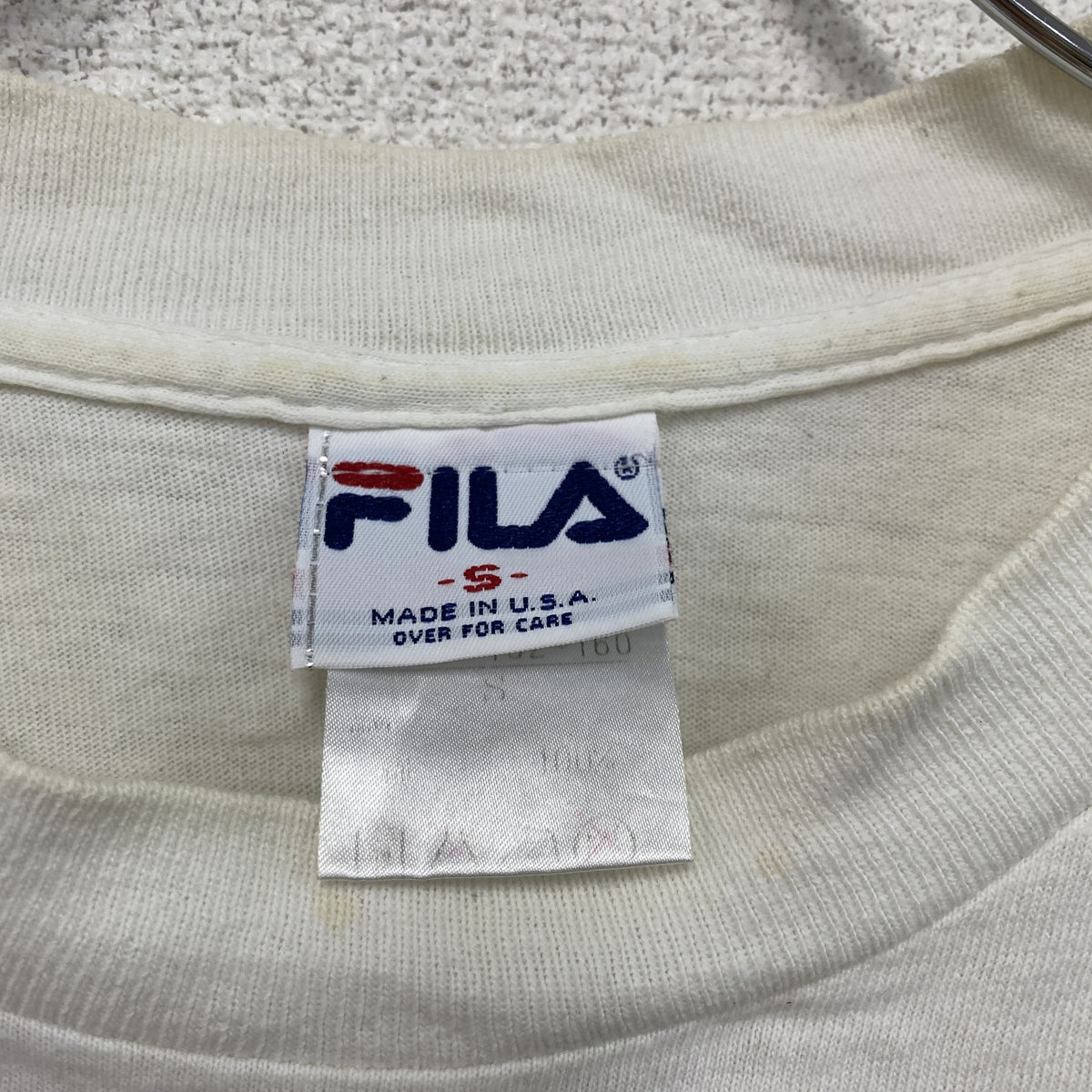 FILA　フィラ　半袖プリントTシャツ　シングルステッチ　ヴィンテージ　白　ホワイト　Sサイズ　古着