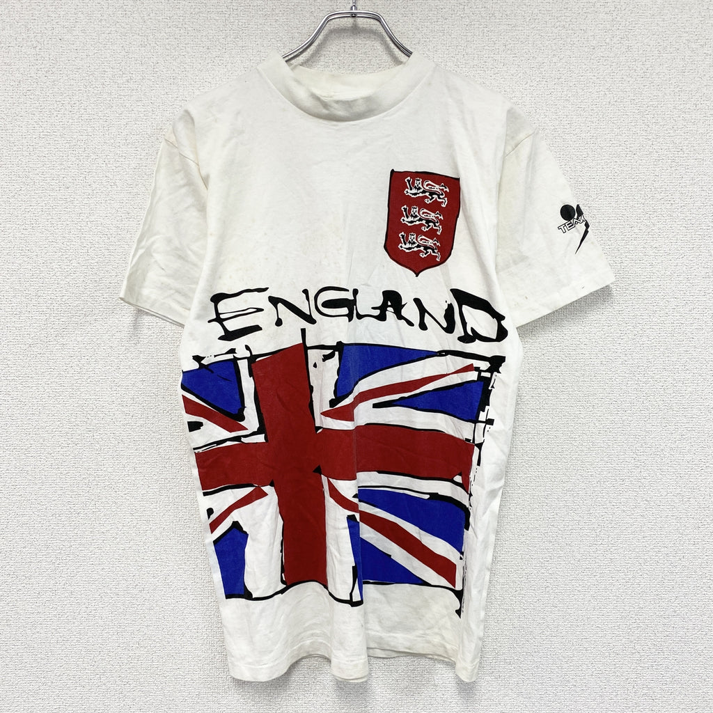 TEAM GEAR　サッカーワールドカップ　イングランド代表　半袖プリントTシャツ　シングルステッチ　ヴィンテージ　白　ホワイト　Lサイズ　古着