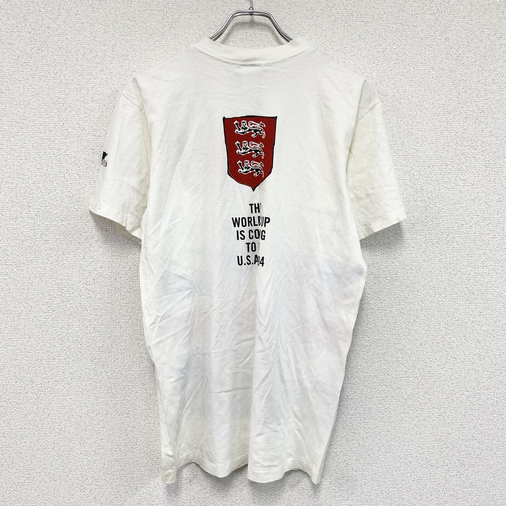 TEAM GEAR　サッカーワールドカップ　イングランド代表　半袖プリントTシャツ　シングルステッチ　ヴィンテージ　白　ホワイト　Lサイズ　古着