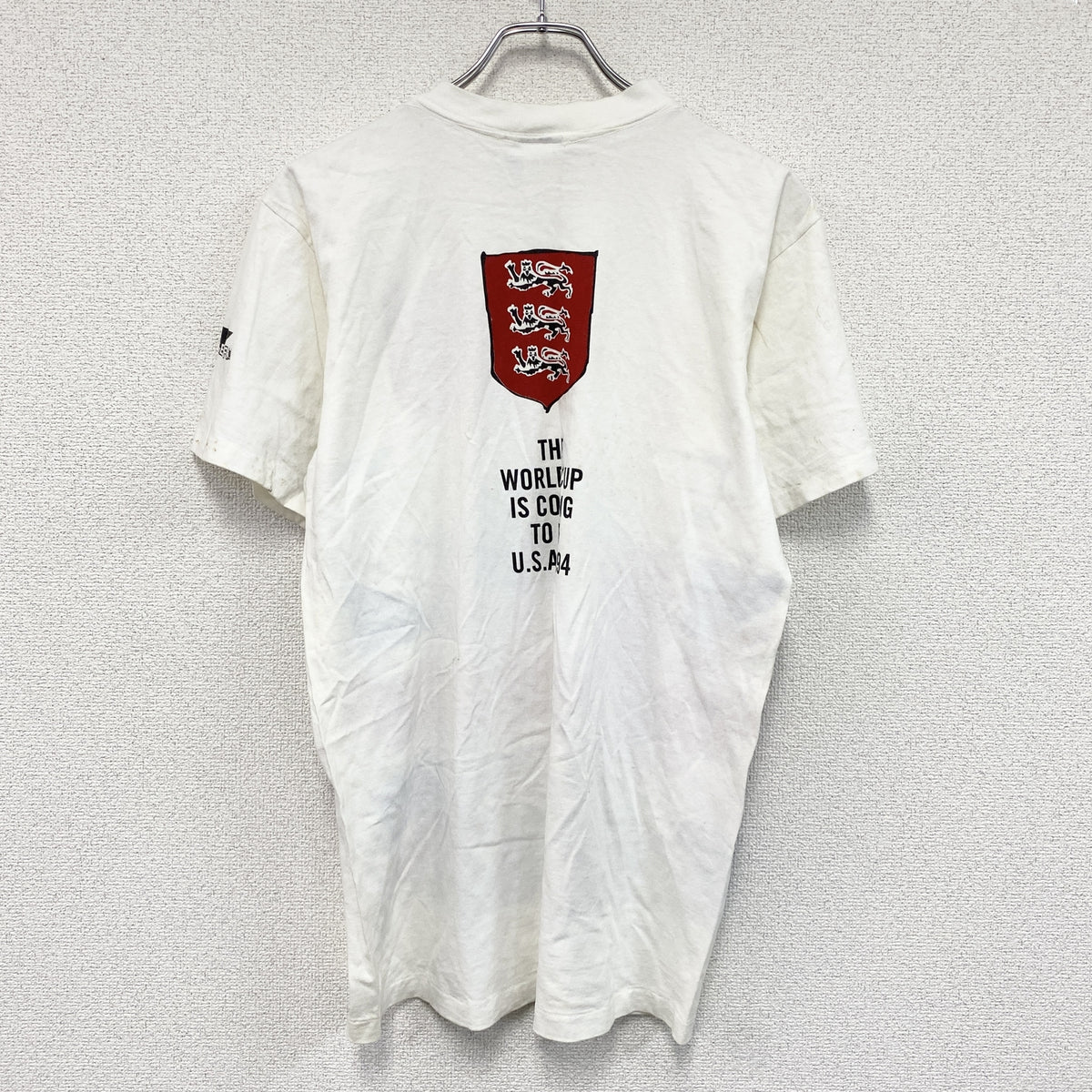 TEAM GEAR　サッカーワールドカップ　イングランド代表　半袖プリントTシャツ　シングルステッチ　ヴィンテージ　白　ホワイト　Lサイズ　古着