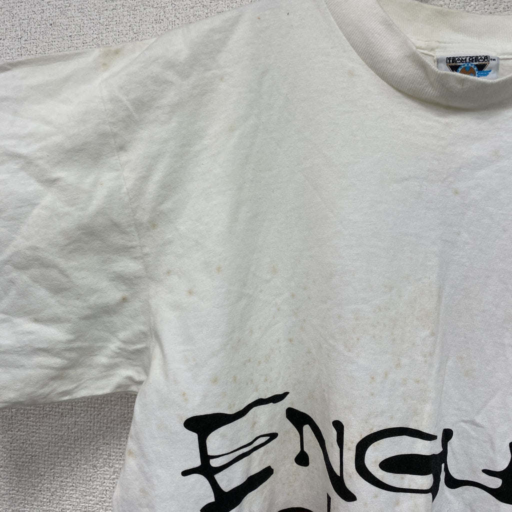 TEAM GEAR　サッカーワールドカップ　イングランド代表　半袖プリントTシャツ　シングルステッチ　ヴィンテージ　白　ホワイト　Lサイズ　古着