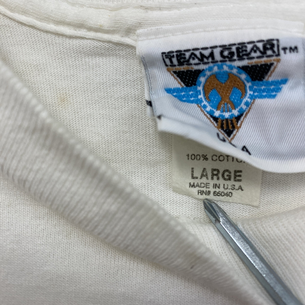 TEAM GEAR　サッカーワールドカップ　イングランド代表　半袖プリントTシャツ　シングルステッチ　ヴィンテージ　白　ホワイト　Lサイズ　古着