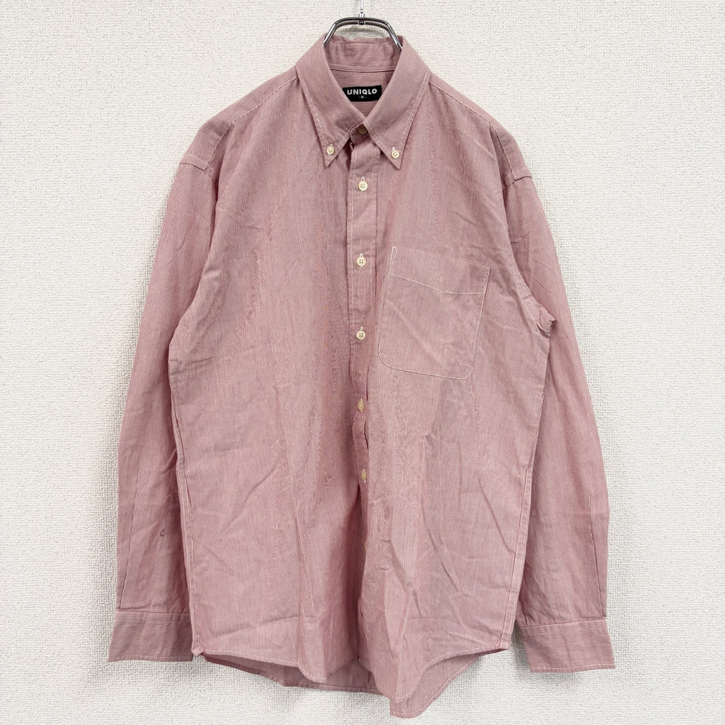 OLD UNIQLO　オールドユニクロ　長袖チェック柄シャツ　ピンク　Mサイズ　古着