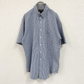 Brooks Brothers　ブルックスブラザーズ　半袖シャツ　ギンガムチェック　柄シャツ　総柄　バイカラー　青　ブルー　白　ホワイト　Lサイズ　古着