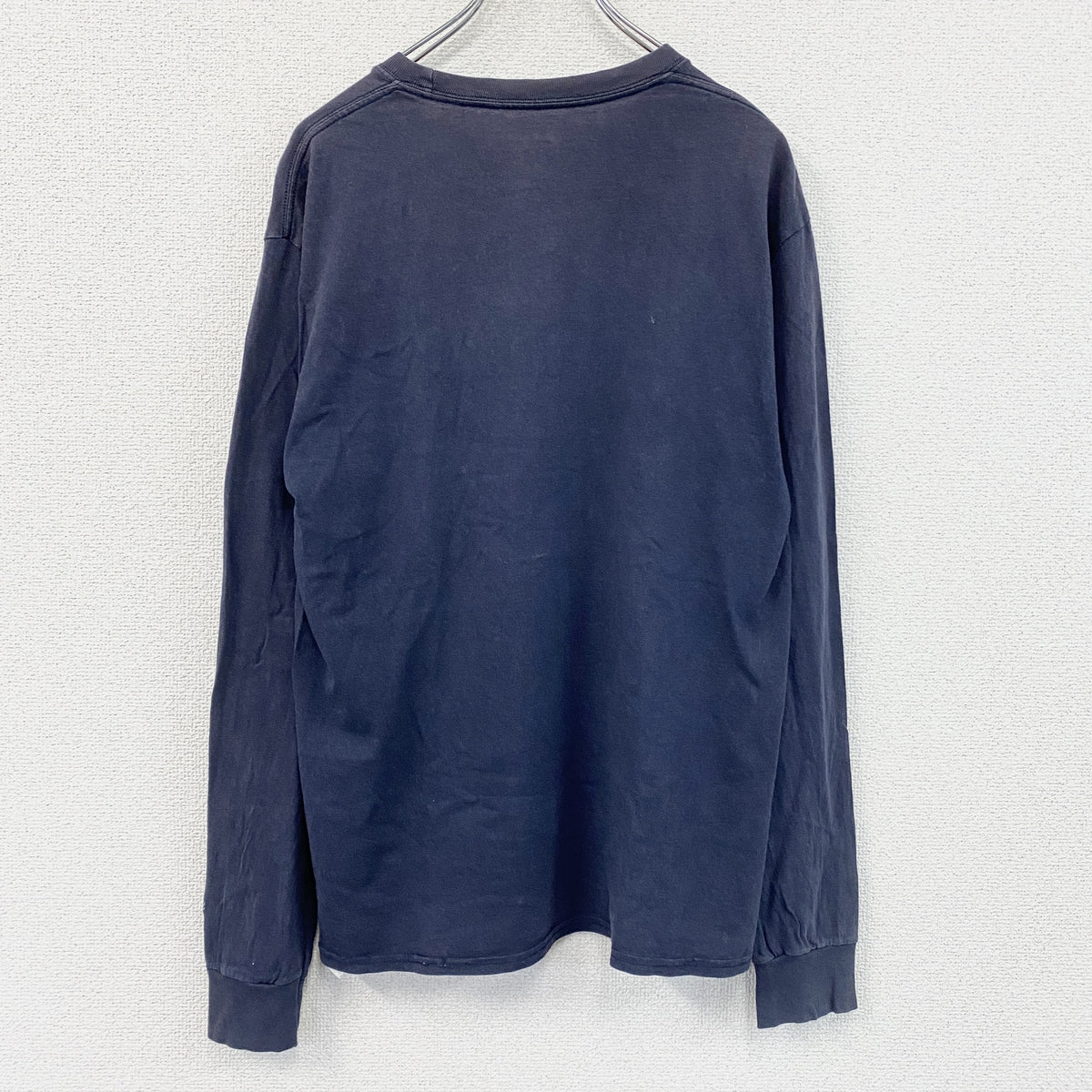 Champion　チャンピオン　長袖プリントTシャツ/ロンT　目無し　紺　ネイビー　Lサイズ　古着