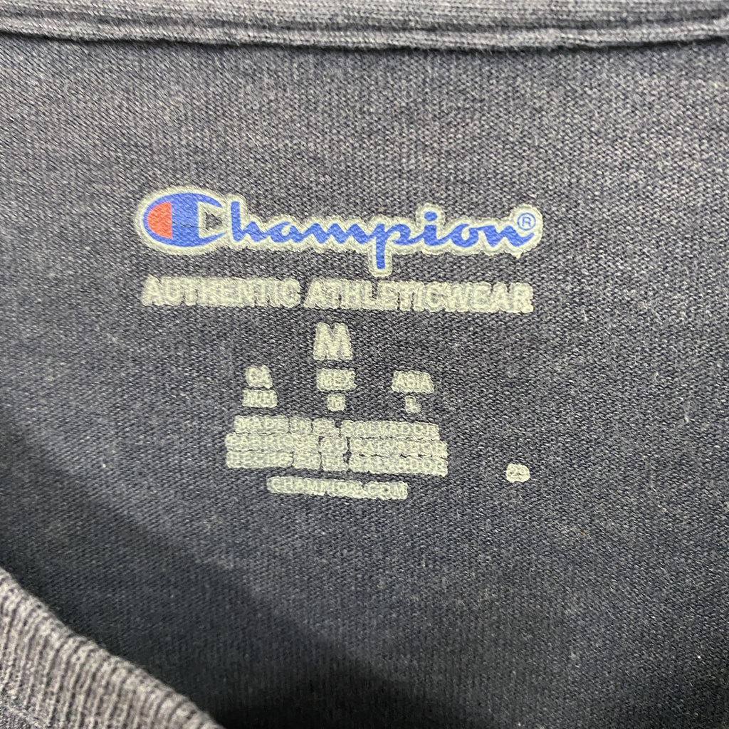Champion　チャンピオン　長袖プリントTシャツ/ロンT　目無し　紺　ネイビー　Lサイズ　古着