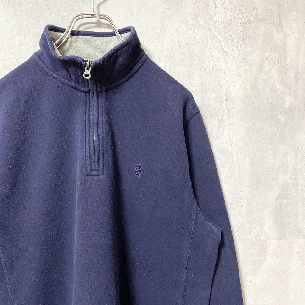 IZOD　アイゾッド　ハーフジップスウェット/トレーナー　ワンポイント　刺繍ロゴ　ビッグシルエット　紺　ネイビー　Mサイズ　古着