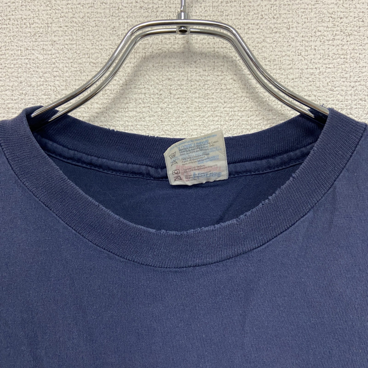 Hanes　ヘインズ　半袖プリントTシャツ　シングルステッチ　紺　ネイビー　XLサイズ　古着