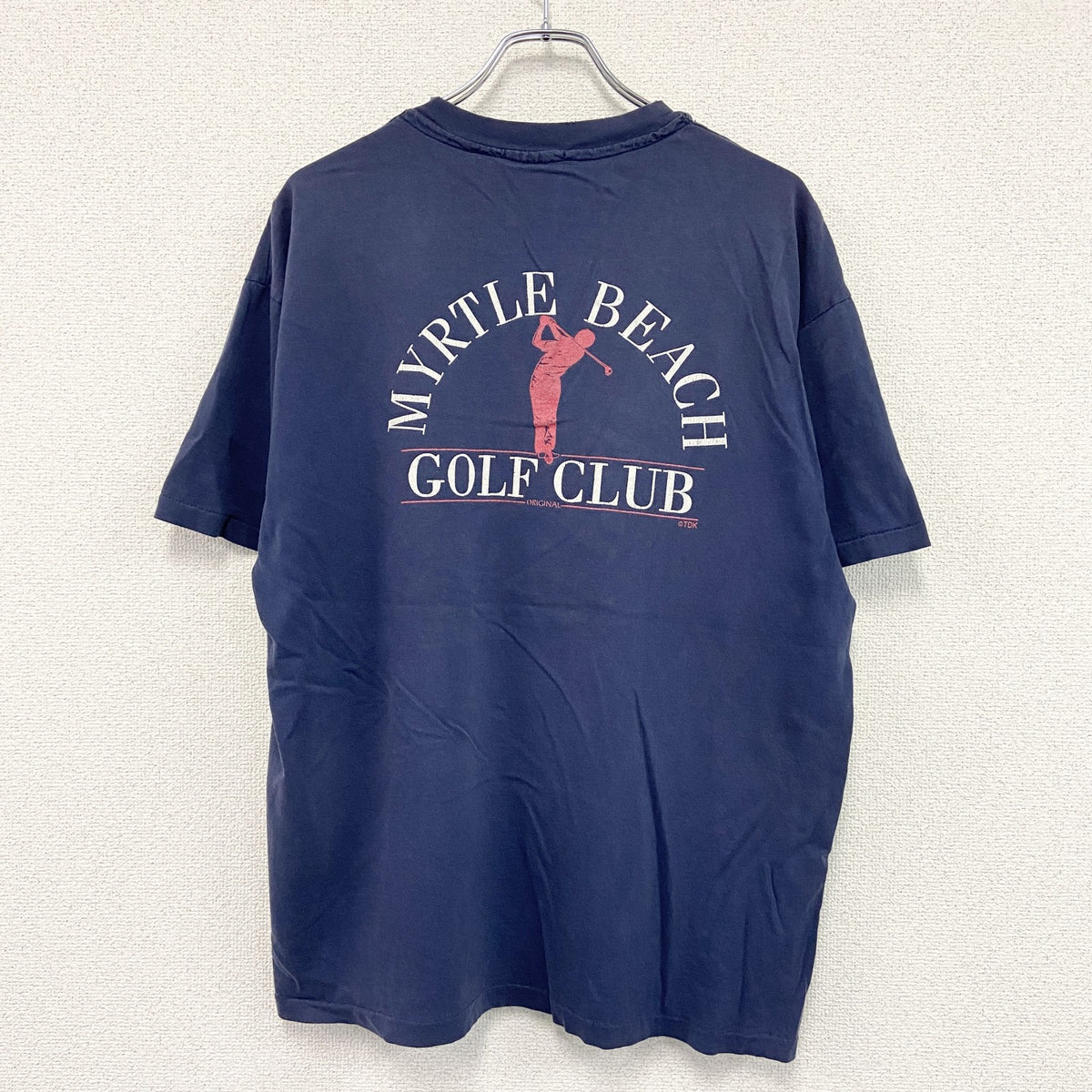 Hanes　ヘインズ　半袖プリントTシャツ　シングルステッチ　紺　ネイビー　XLサイズ　古着