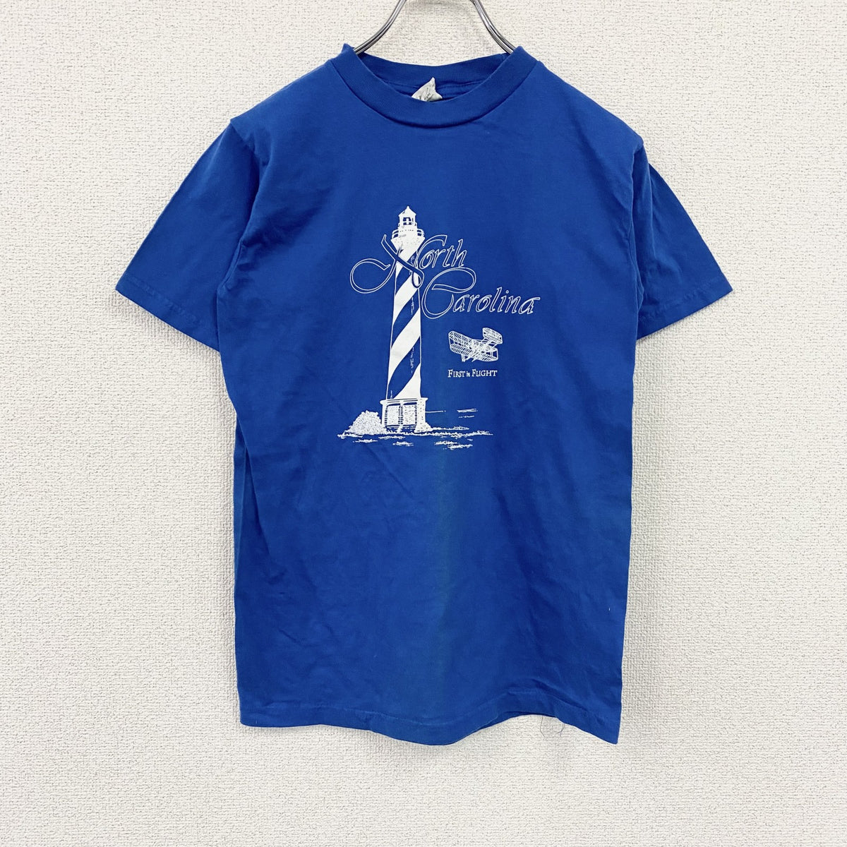 Champ　半袖プリントTシャツ　青　ブルー　Lサイズ　古着