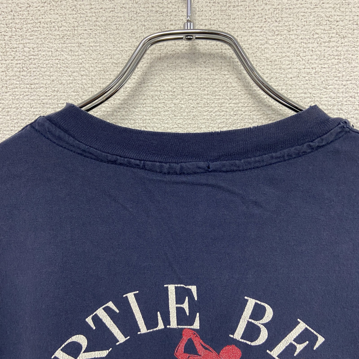 Hanes　ヘインズ　半袖プリントTシャツ　シングルステッチ　紺　ネイビー　XLサイズ　古着