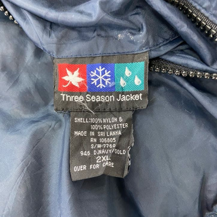 90s～　Three Season Jacket　アノラックパーカー　フリースジャケット　リバーシブル　ネイビー　紺　イエロー　2XLサイズ　　ヴィンテージ　古着