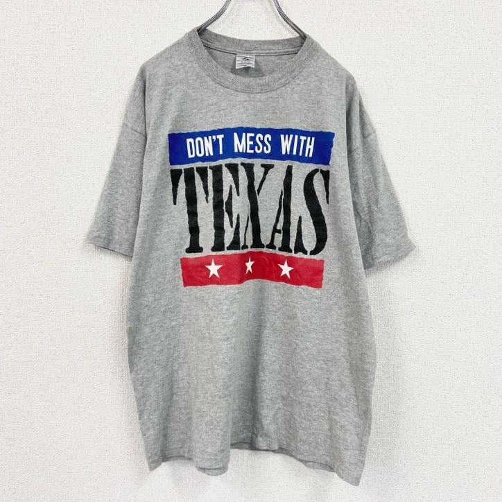 ～00s　JERZEES　ジャージーズ　TEXAS　半袖プリントTシャツ　ヴィンテージ　グレー　灰色　XLサイズ　古着
