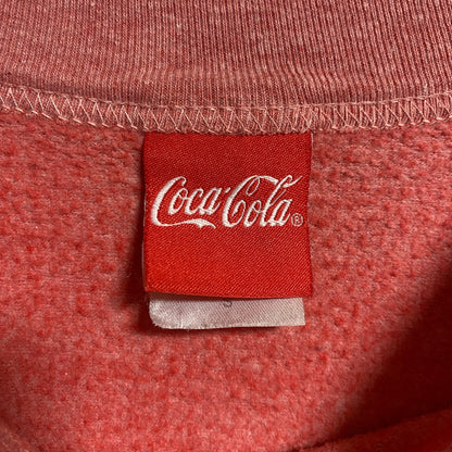 古着 used　CocaCola　コカコーラ　長袖公式プリントスウェット　トレーナー　クルーネック　ピンク　秋冬服　Sサイズ