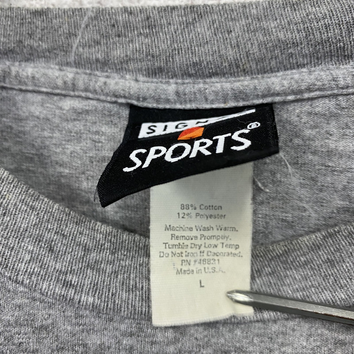 90s～　Signal Sports　シグナルスポーツ　長袖Tシャツ/ロンT　アーチプリント　3連プリント　ヴィンテージ　灰色　グレー　Lサイズ カットソー メンズ コットン 古着