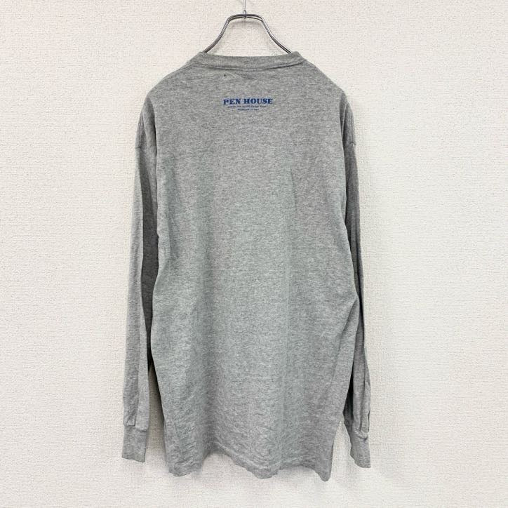 90s～　Signal Sports　シグナルスポーツ　長袖Tシャツ/ロンT　アーチプリント　3連プリント　ヴィンテージ　灰色　グレー　Lサイズ カットソー メンズ コットン 古着