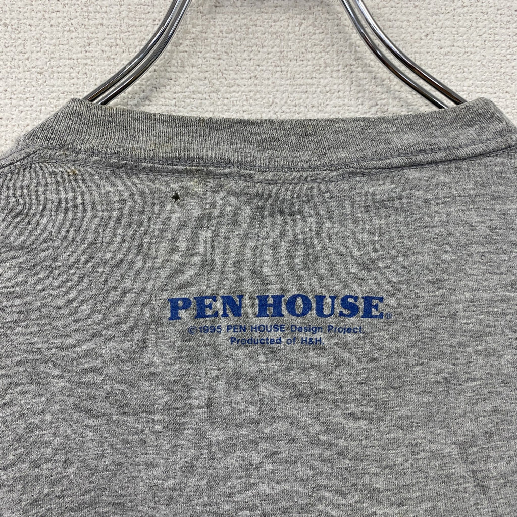 90s～　Signal Sports　シグナルスポーツ　長袖Tシャツ/ロンT　アーチプリント　3連プリント　ヴィンテージ　灰色　グレー　Lサイズ カットソー メンズ コットン 古着