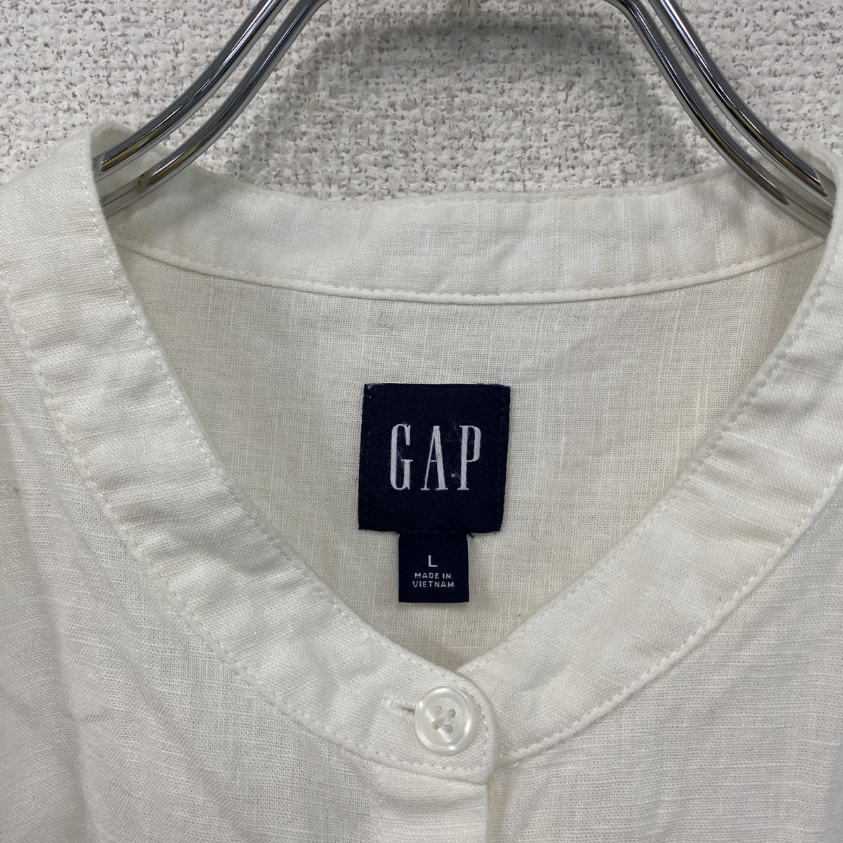 00s　GAP　ギャップ　ロングシャツワンピース　白　ホワイト　Lサイズ 　リネン コットン 古着