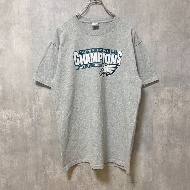 NFL　SUPER BOWL　フィラデルフィアイーグルス　半袖プリントTシャツ　グレー　灰色　アメフト　Lサイズ　古着