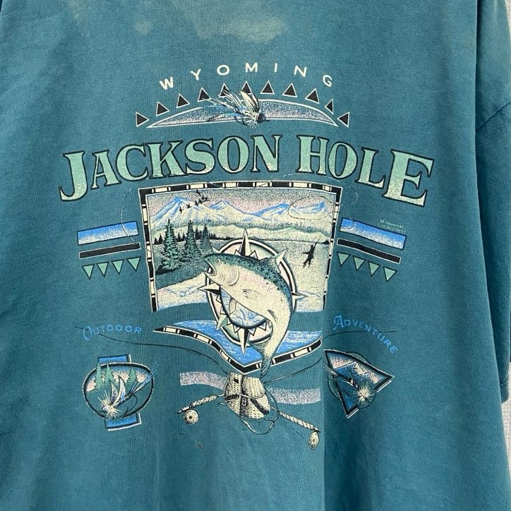 ～90s　JERZEES　ジャージーズ　半袖プリントTシャツ　ヴィンテージ　緑　グリーン　XLサイズ　古着