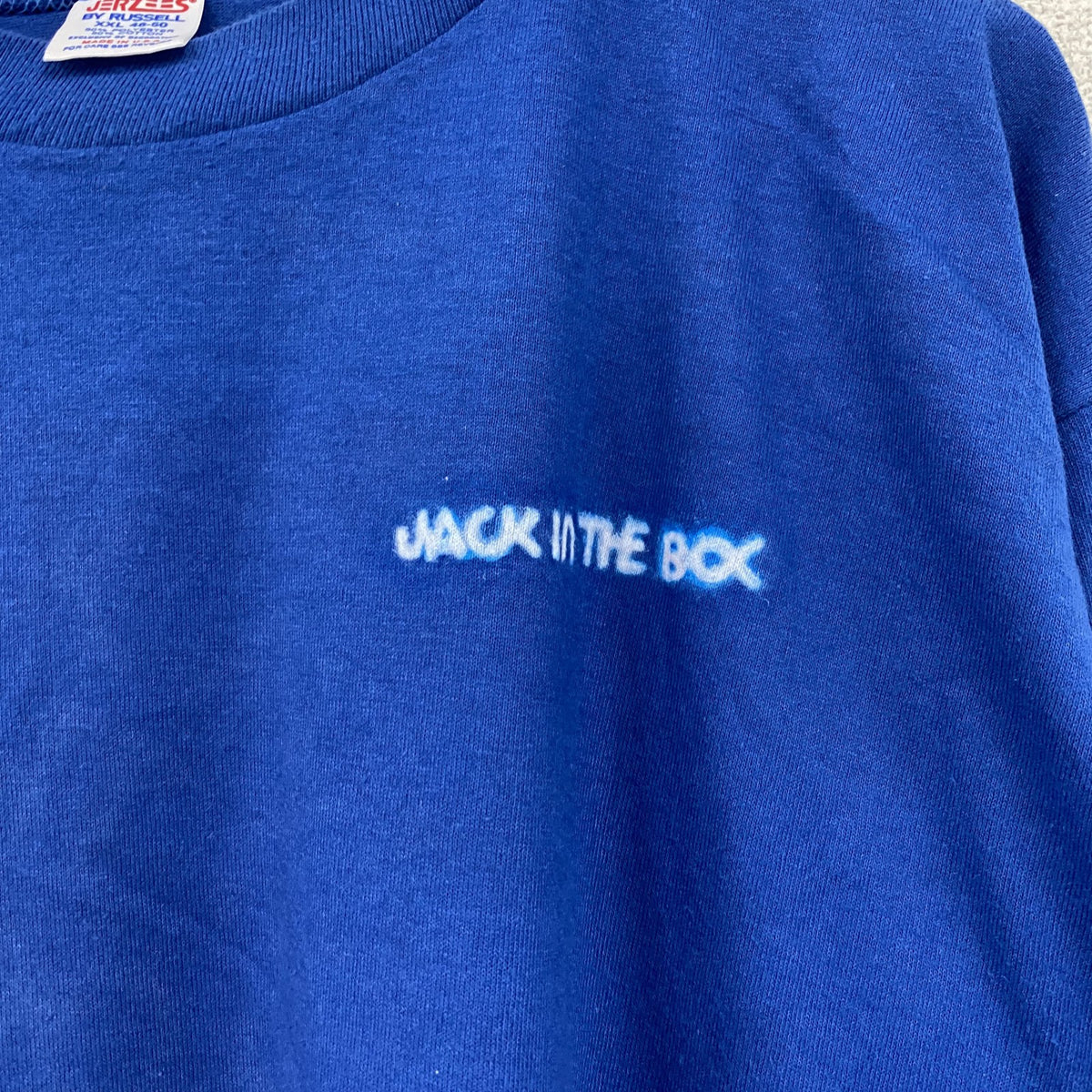 JERZEES　ジャージーズ　半袖プリントTシャツ　シングルステッチ　ヴィンテージ　青　ブルー　2XLサイズ カットソー メンズ コットン 古着