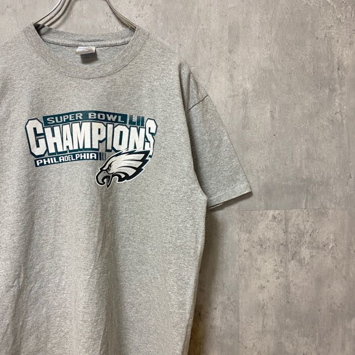 NFL　SUPER BOWL　フィラデルフィアイーグルス　半袖プリントTシャツ　グレー　灰色　アメフト　Lサイズ　古着