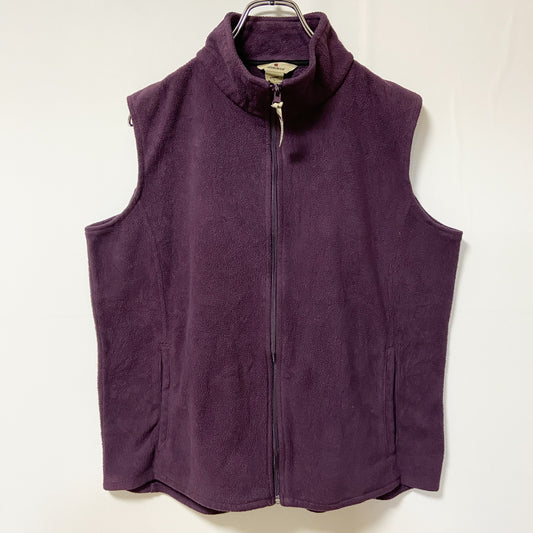 古着 used　WOOLRICH　ウールリッチ　ハイネックフリースベスト　無地　シンプル　ノームコア　紫　パープル　Lサイズ