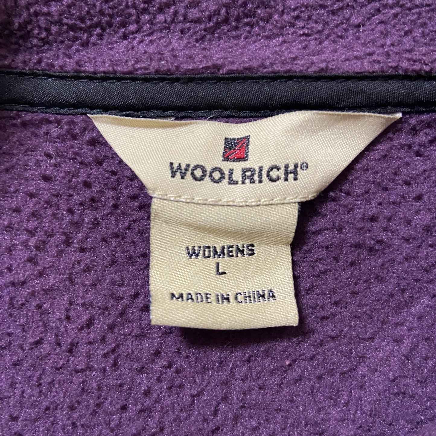 古着 used　WOOLRICH　ウールリッチ　ハイネックフリースベスト　無地　シンプル　ノームコア　紫　パープル　Lサイズ