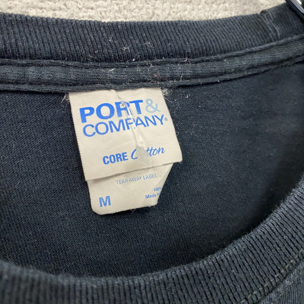 PORT＆COMPANY　半袖プリントメッセージTシャツ　S.W.A.T　英字プリント 　黒　ブラック　Mサイズ　古着
