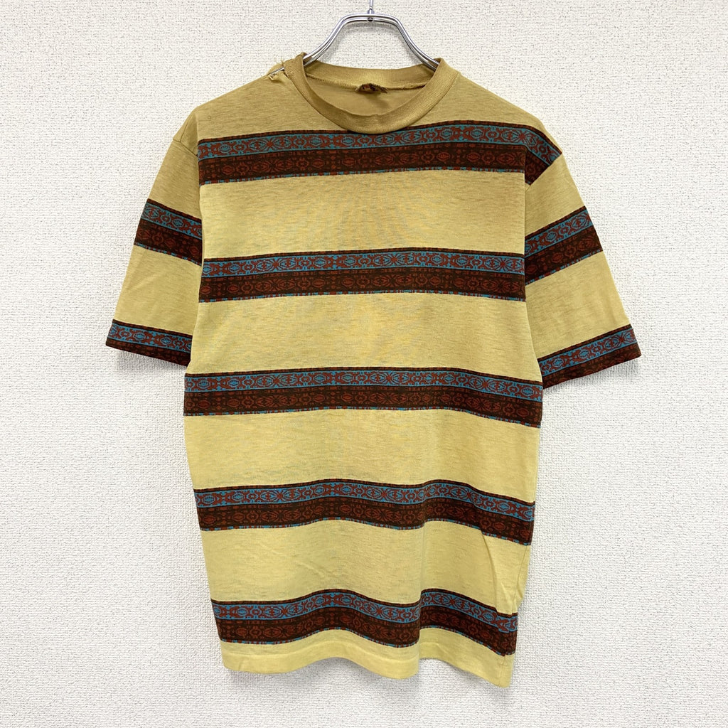 Mojave of California　半袖プリントTシャツ　シングルステッチ　ボーダー　黄色　イエロー　Lサイズ　古着