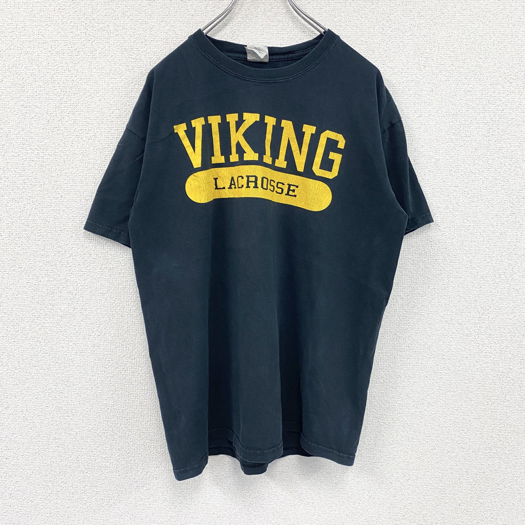 00s　GILDAN　ギルダン　半袖プリントTシャツ　VIKING　ヴィンテージ　紺　ネイビー　Lサイズ　古着