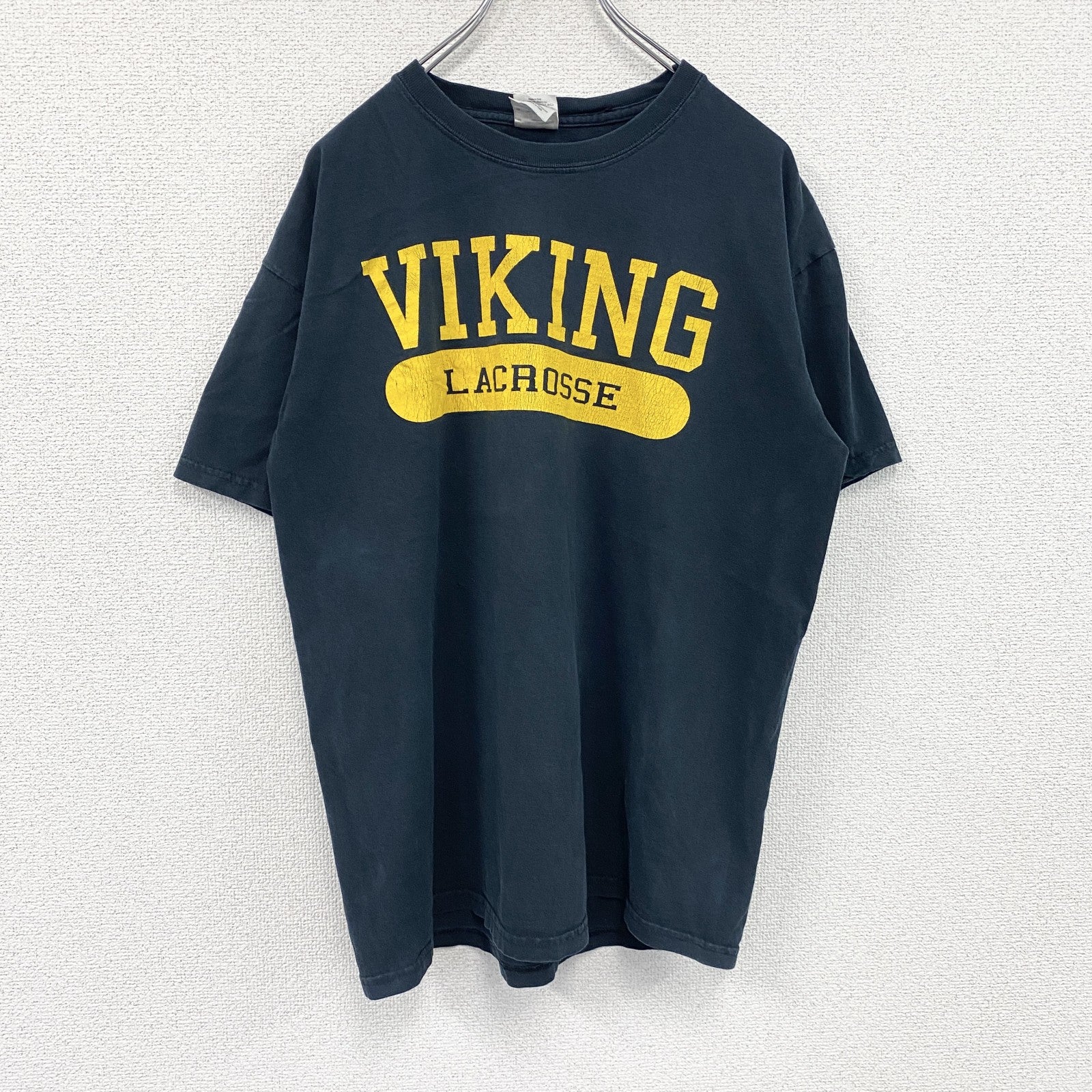 00s　GILDAN　ギルダン　半袖プリントTシャツ　VIKING　ヴィンテージ　紺　ネイビー　Lサイズ　古着