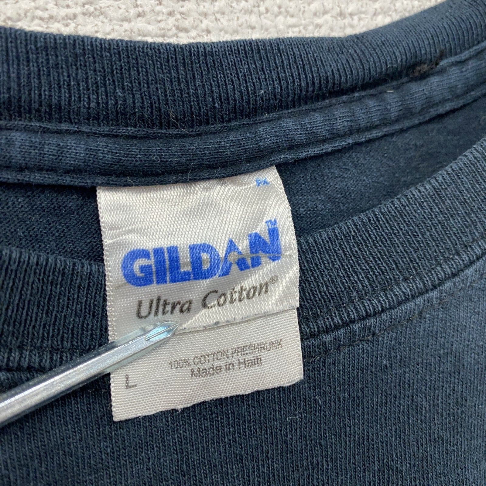 00s　GILDAN　ギルダン　半袖プリントTシャツ　VIKING　ヴィンテージ　紺　ネイビー　Lサイズ　古着