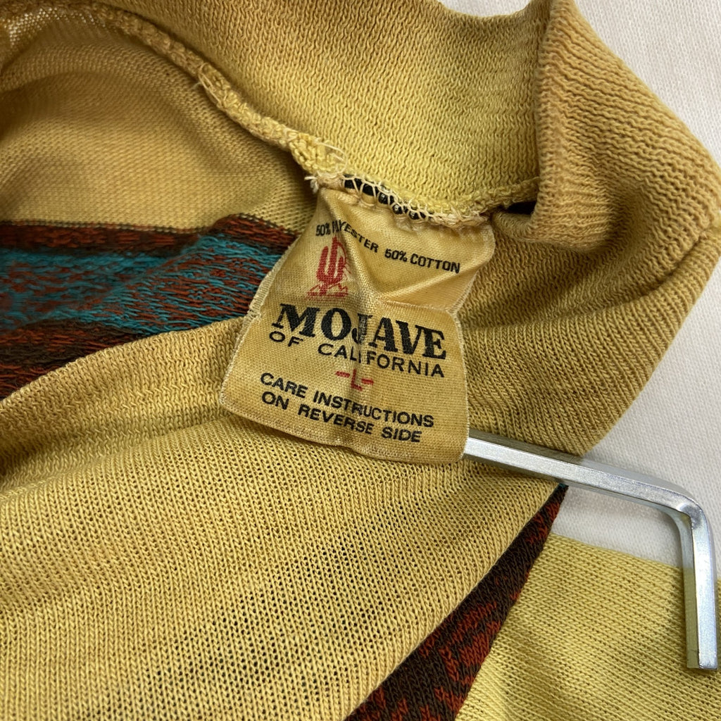 Mojave of California　半袖プリントTシャツ　シングルステッチ　ボーダー　黄色　イエロー　Lサイズ　古着
