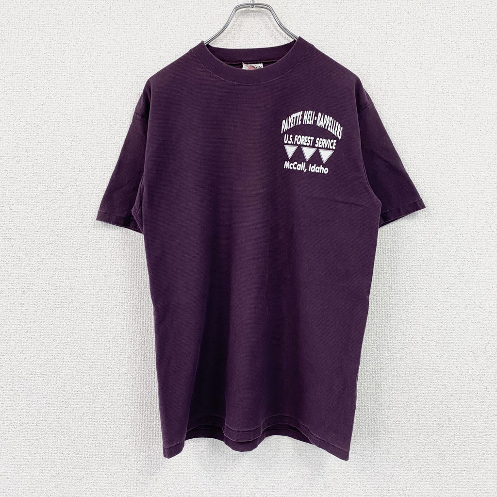 ONEITA　半袖プリントTシャツ　シングルステッチ　ヴィンテージ　紫　パープル　Lサイズ カットソー メンズ コットン 古着