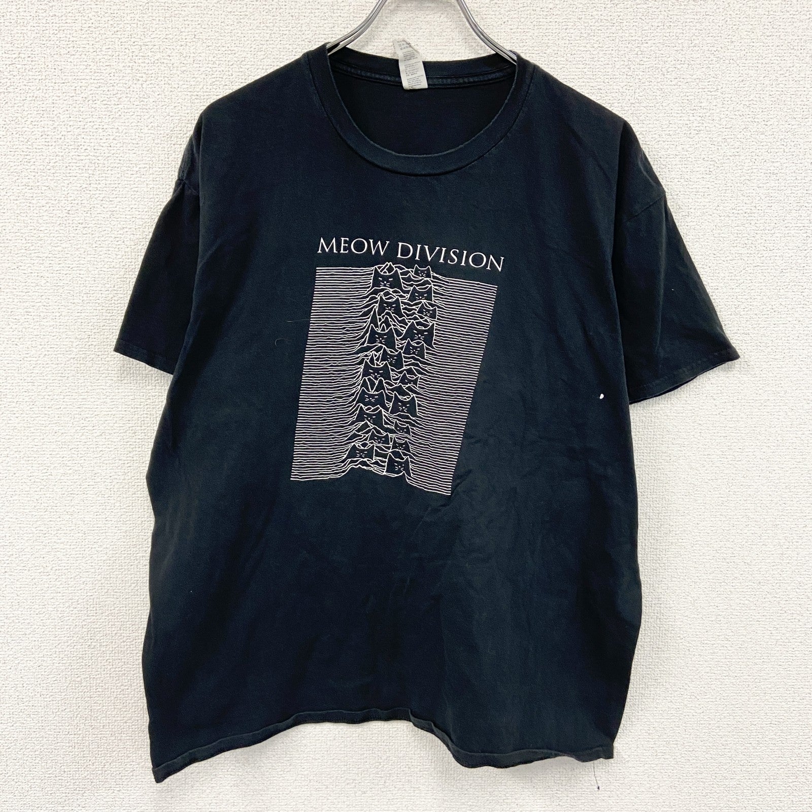 MEOW DIVISION　半袖プリントTシャツ　パロディT　JOY DIVISION　黒　ブラック　2XLサイズ　古着