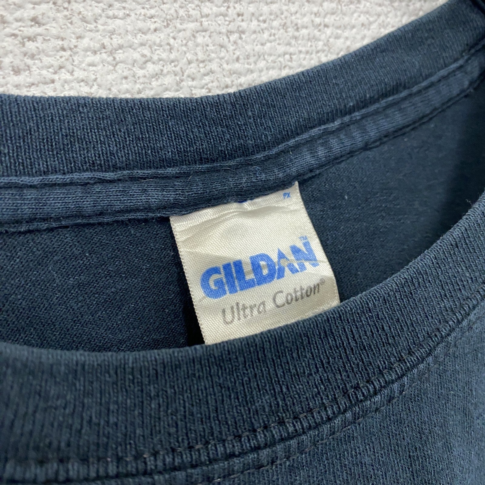GILDAN　ギルダン　半袖プリントメッセージTシャツ　3連プリント　英字プリント　黒　ブラック　Lサイズ　古着