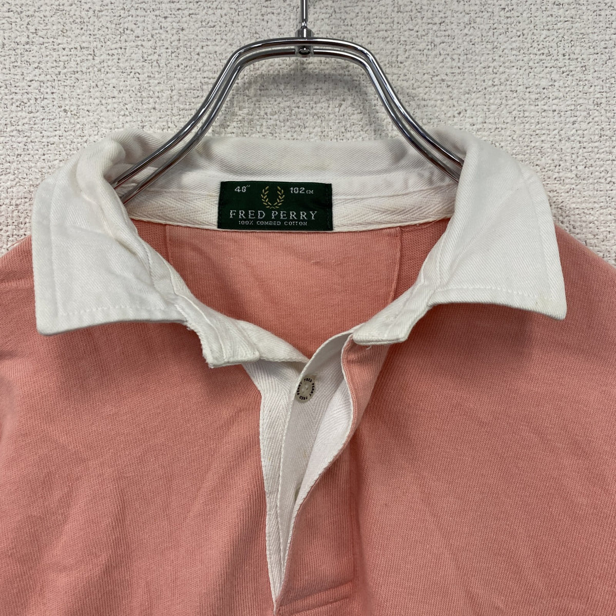 FRED PERRY　フレッドペリー　長袖ラガーシャツ　ピンク　40サイズ　古着